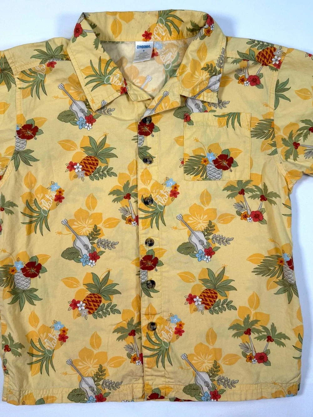 VINTAGE‎ GYMBOREE Boys Hawaiian Button Up Shirt 8 2005 Tropical Aloha Summer